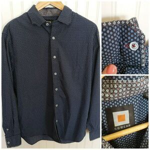 Sq Wear Mens Short Sleeve Button up Shirt Dark Blu